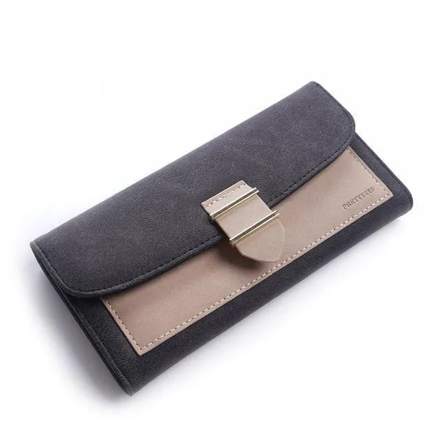Frauen Brieftasche Weibliche Mittleren Peeling Geldbörsen Leder Portefeuille Femme Carteira Feminina Patchwork Karte Halter Kurze Cartera Mujer