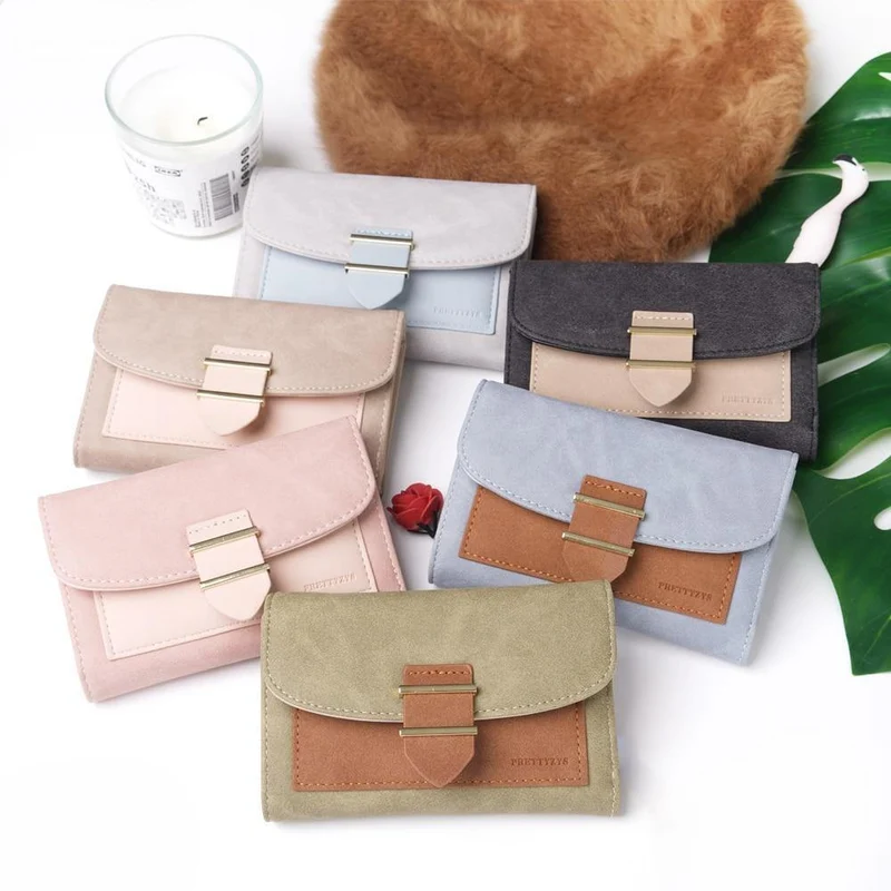 Frauen Brieftasche Weibliche Mittleren Peeling Geldbörsen Leder Portefeuille Femme Carteira Feminina Patchwork Karte Halter Kurze Cartera Mujer