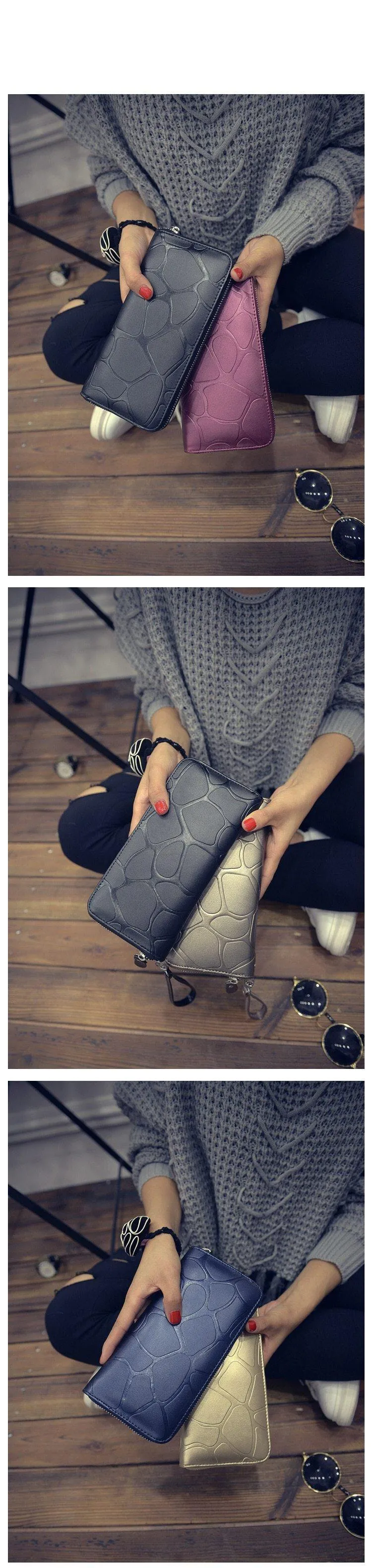 Pu-leder Frauen Brieftasche Weiblichen Geldbeutel Große Kapazität Brieftaschen Weiblichen Geldbeutel Dame Geldbörsen Handytasche Kartenhalter Carteras