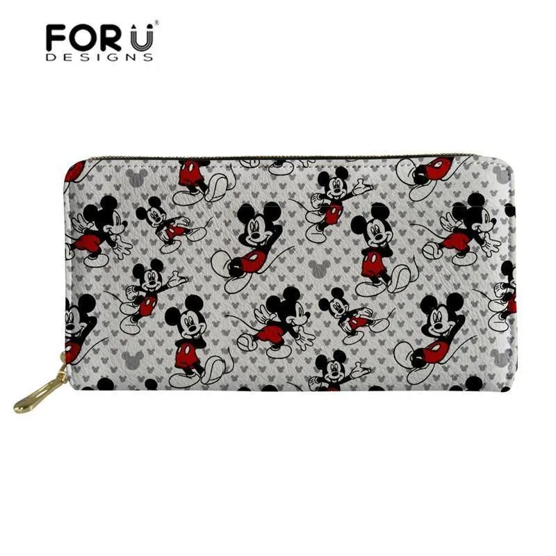 Damen-Geldbörsen mit Cartoon-Maus-Druck, Leder, Damen-Geldbörse, süße Damen-Geldbörse für Münzkartenhalter, Mädchen-Clutch