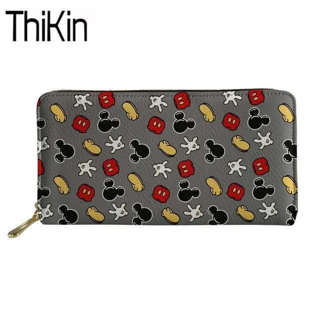 Damen-Geldbörsen mit Cartoon-Maus-Druck, Leder, Damen-Geldbörse, süße Damen-Geldbörse für Münzkartenhalter, Mädchen-Clutch