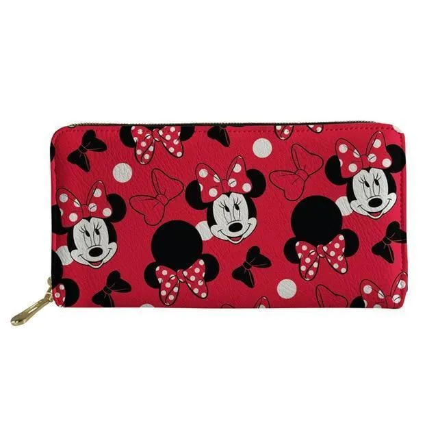 Damen-Geldbörsen mit Cartoon-Maus-Druck, Leder, Damen-Geldbörse, süße Damen-Geldbörse für Münzkartenhalter, Mädchen-Clutch