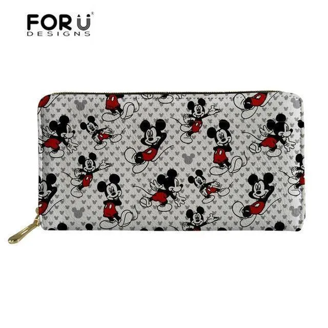 Damen-Geldbörsen mit Cartoon-Maus-Druck, Leder, Damen-Geldbörse, süße Damen-Geldbörse für Münzkartenhalter, Mädchen-Clutch