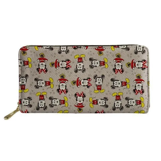 Damen-Geldbörsen mit Cartoon-Maus-Druck, Leder, Damen-Geldbörse, süße Damen-Geldbörse für Münzkartenhalter, Mädchen-Clutch