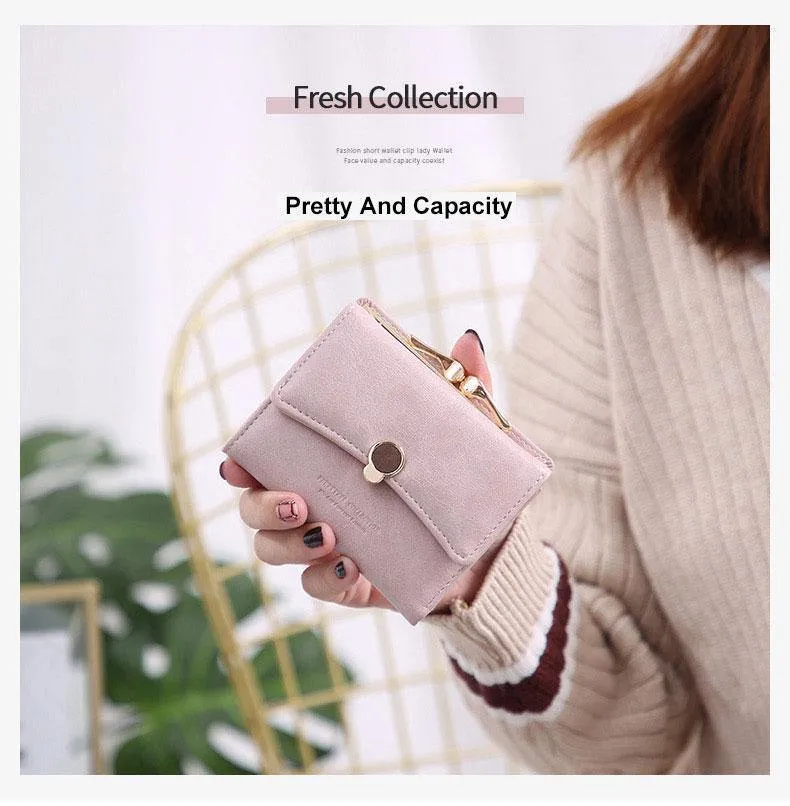 Frauen brieftasche kleine drei falten PU leder münze brieftasche frische multi-funktion frauen geldbörse weiblichen geldbörse brieftasche