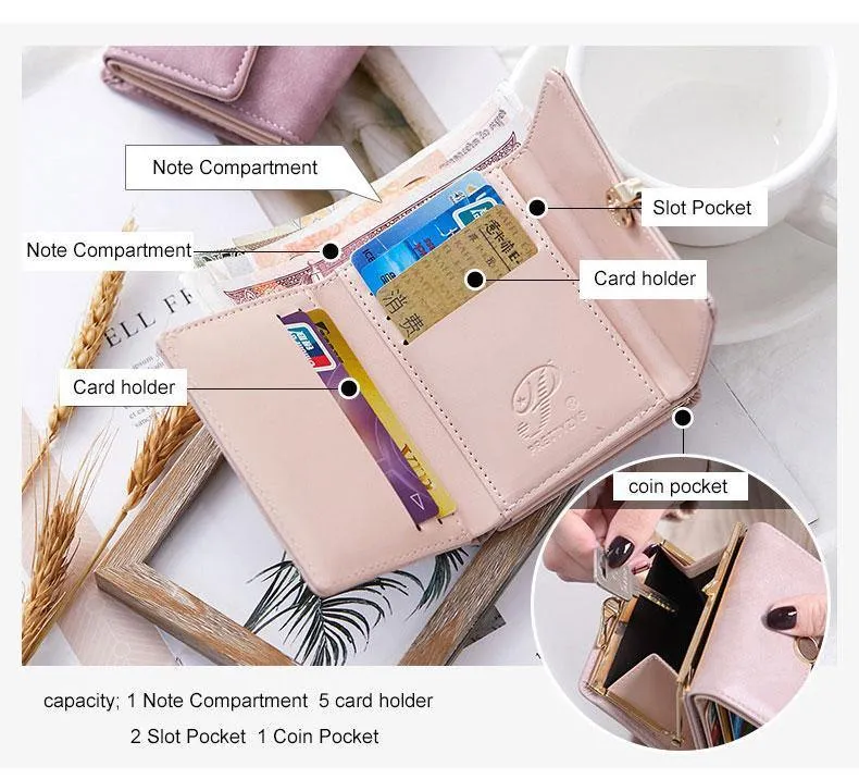 Frauen brieftasche kleine drei falten PU leder münze brieftasche frische multi-funktion frauen geldbörse weiblichen geldbörse brieftasche