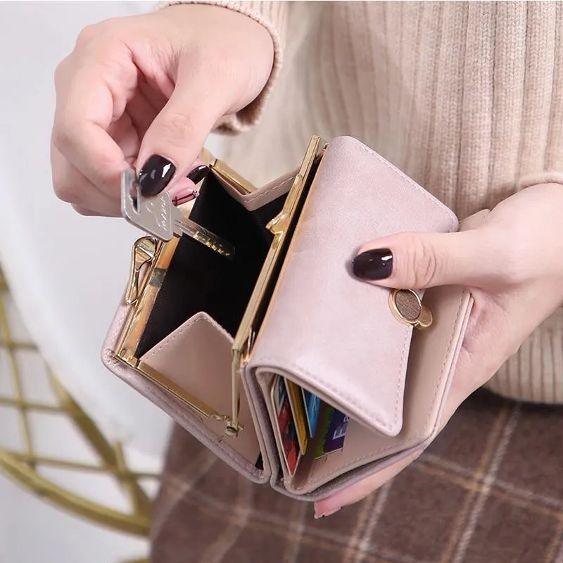 Frauen brieftasche kleine drei falten PU leder münze brieftasche frische multi-funktion frauen geldbörse weiblichen geldbörse brieftasche
