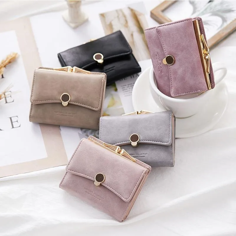 Frauen brieftasche kleine drei falten PU leder münze brieftasche frische multi-funktion frauen geldbörse weiblichen geldbörse brieftasche