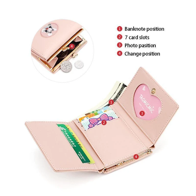 Frauen Brieftasche Kaninchen Tuch Aufkleber Ändern Ordner Japanischen Kawaii Mädchen Kurze Multi-funktion Geldbörse Karte Sets