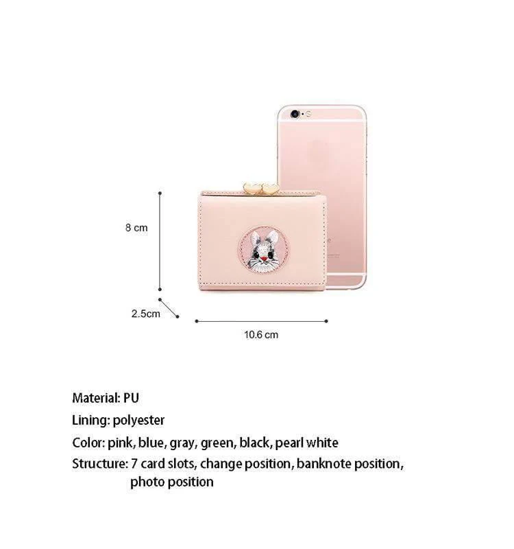 Frauen Brieftasche Kaninchen Tuch Aufkleber Ändern Ordner Japanischen Kawaii Mädchen Kurze Multi-funktion Geldbörse Karte Sets