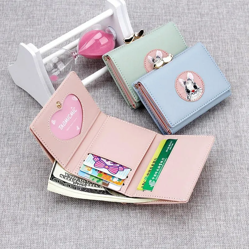Frauen Brieftasche Kaninchen Tuch Aufkleber Ändern Ordner Japanischen Kawaii Mädchen Kurze Multi-funktion Geldbörse Karte Sets