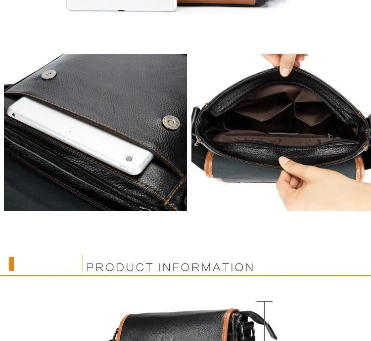 Leder Herrentasche Rindsleder Messenger Bag für männliche Mode Umhängetasche Herren Umhängetasche Vintage Handtaschen