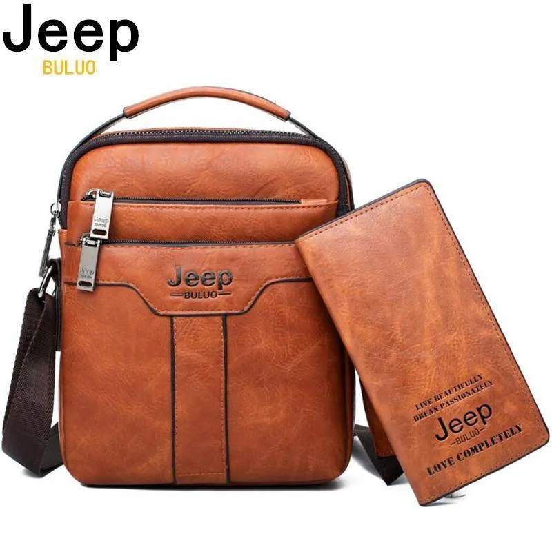 Herren Messenger Bags 2er Set Crossbody Business Casual Handtasche Männlich Spliter Leder Umhängetasche Große Kapazität