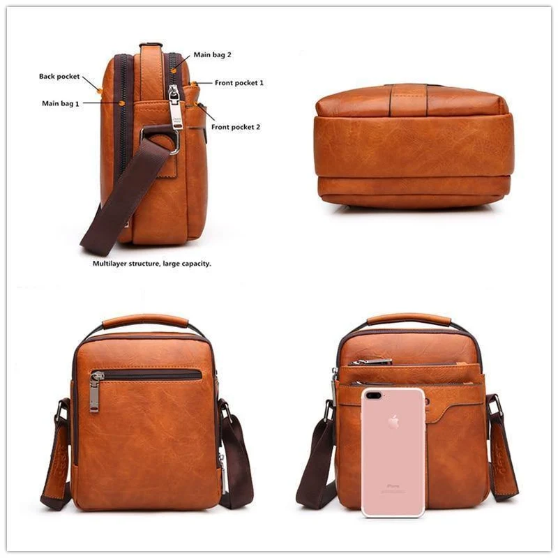 Herren Messenger Bags 2er Set Crossbody Business Casual Handtasche Männlich Spliter Leder Umhängetasche Große Kapazität