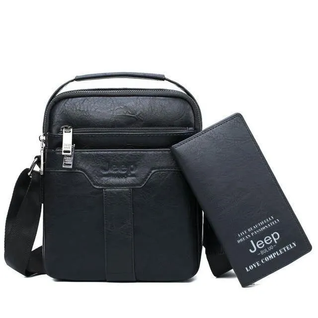 Herren Messenger Bags 2er Set Crossbody Business Casual Handtasche Männlich Spliter Leder Umhängetasche Große Kapazität