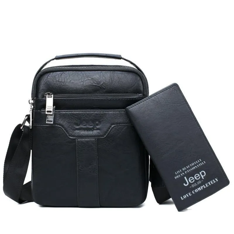 Herren Messenger Bags 2er Set Crossbody Business Casual Handtasche Männlich Spliter Leder Umhängetasche Große Kapazität