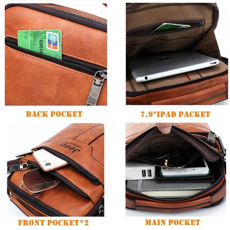 Herren Messenger Bags 2er Set Crossbody Business Casual Handtasche Männlich Spliter Leder Umhängetasche Große Kapazität
