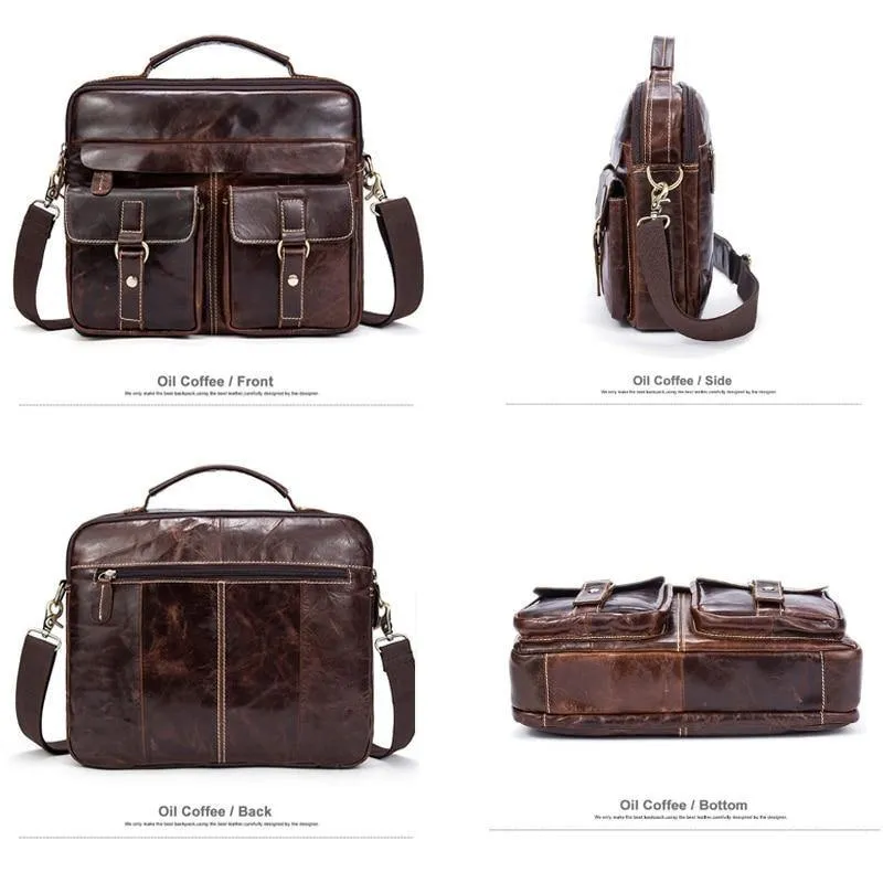Messenger Bag Herren Echtleder Aktentasche Mann Taschen Arbeit Business Casual Reisetasche für Dokumente Messenger Male 801