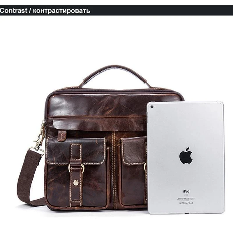 Messenger Bag Herren Echtleder Aktentasche Mann Taschen Arbeit Business Casual Reisetasche für Dokumente Messenger Male 801