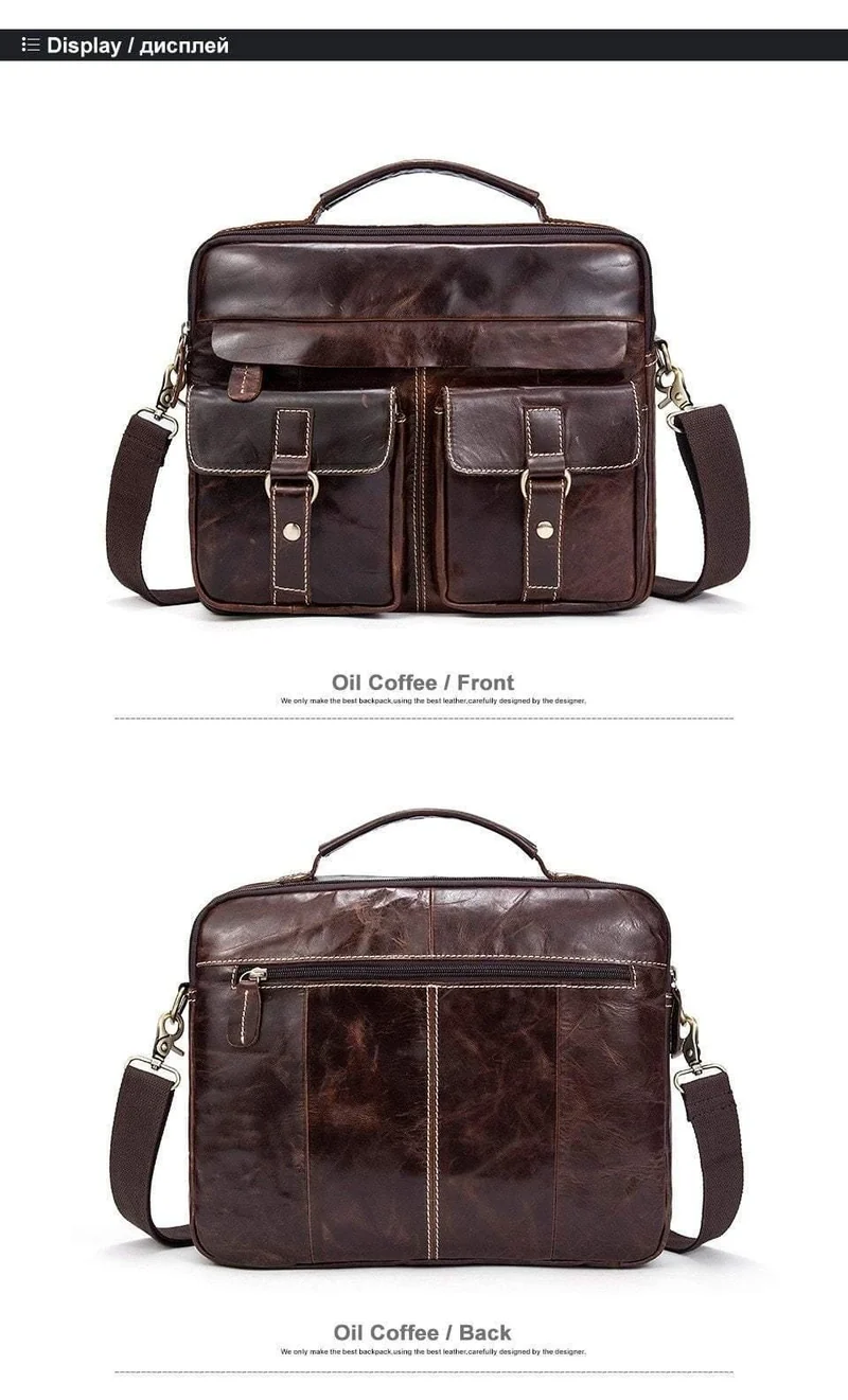 Messenger Bag Herren Echtleder Aktentasche Mann Taschen Arbeit Business Casual Reisetasche für Dokumente Messenger Male 801