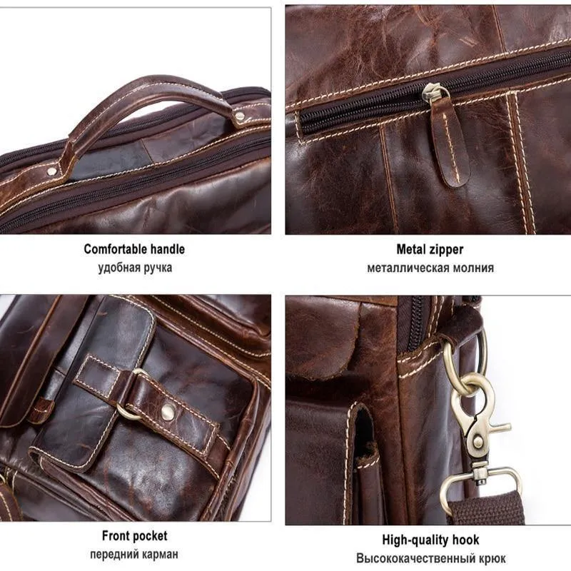Messenger Bag Herren Echtleder Aktentasche Mann Taschen Arbeit Business Casual Reisetasche für Dokumente Messenger Male 801