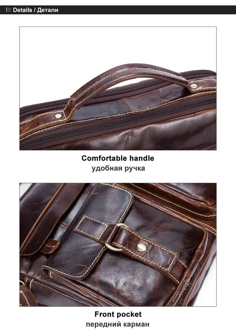 Messenger Bag Herren Echtleder Aktentasche Mann Taschen Arbeit Business Casual Reisetasche für Dokumente Messenger Male 801