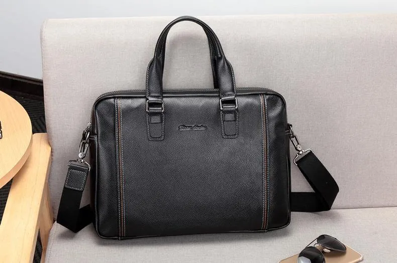Leder Männer Tasche Laptop Aktentasche Männliche Berühmte Marke Umhängetasche Business herren Handtasche Schulter Tasche N2739-4