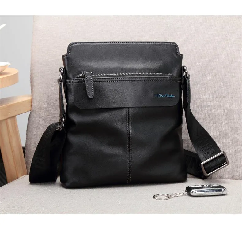 Leder Umhängetasche Ipad Herren Tasche Reißverschluss Männer Messenger Bag Casual Männliche Schultertasche N2749-1B