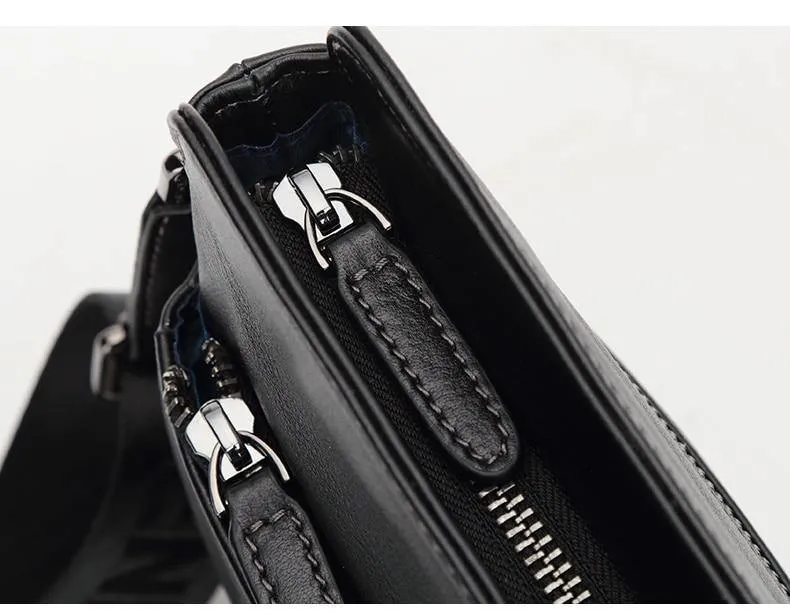 Leder Umhängetasche Ipad Herren Tasche Reißverschluss Männer Messenger Bag Casual Männliche Schultertasche N2749-1B