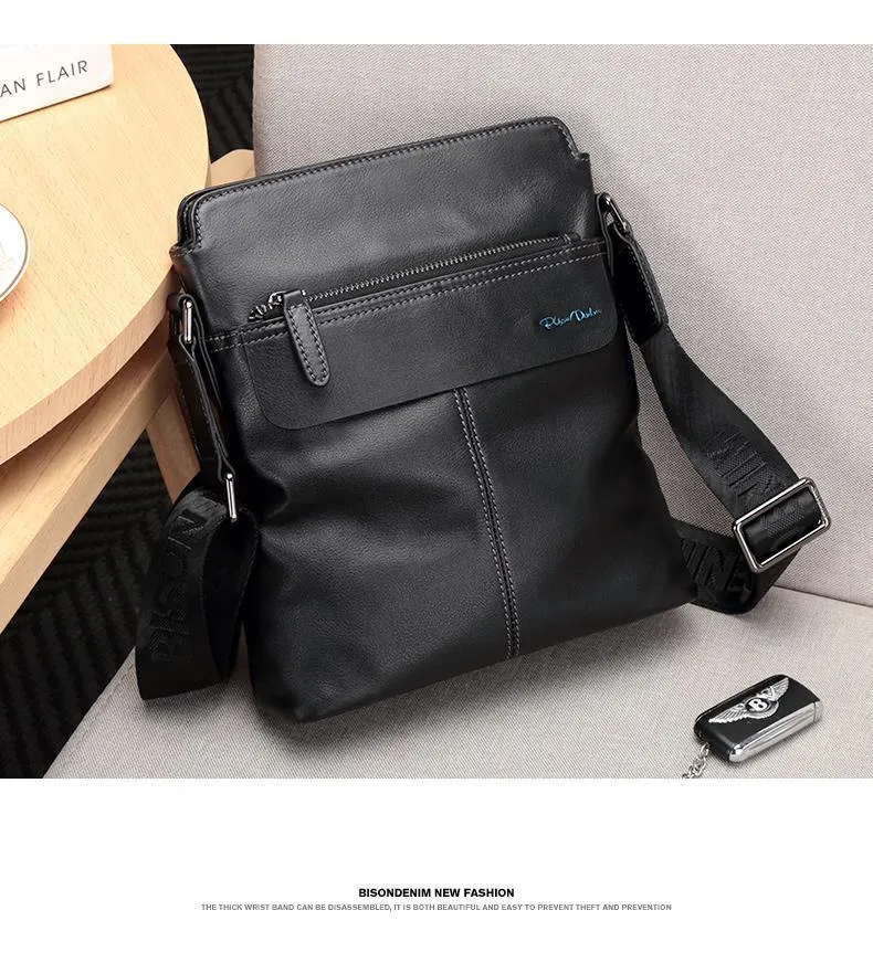 Leder Umhängetasche Ipad Herren Tasche Reißverschluss Männer Messenger Bag Casual Männliche Schultertasche N2749-1B