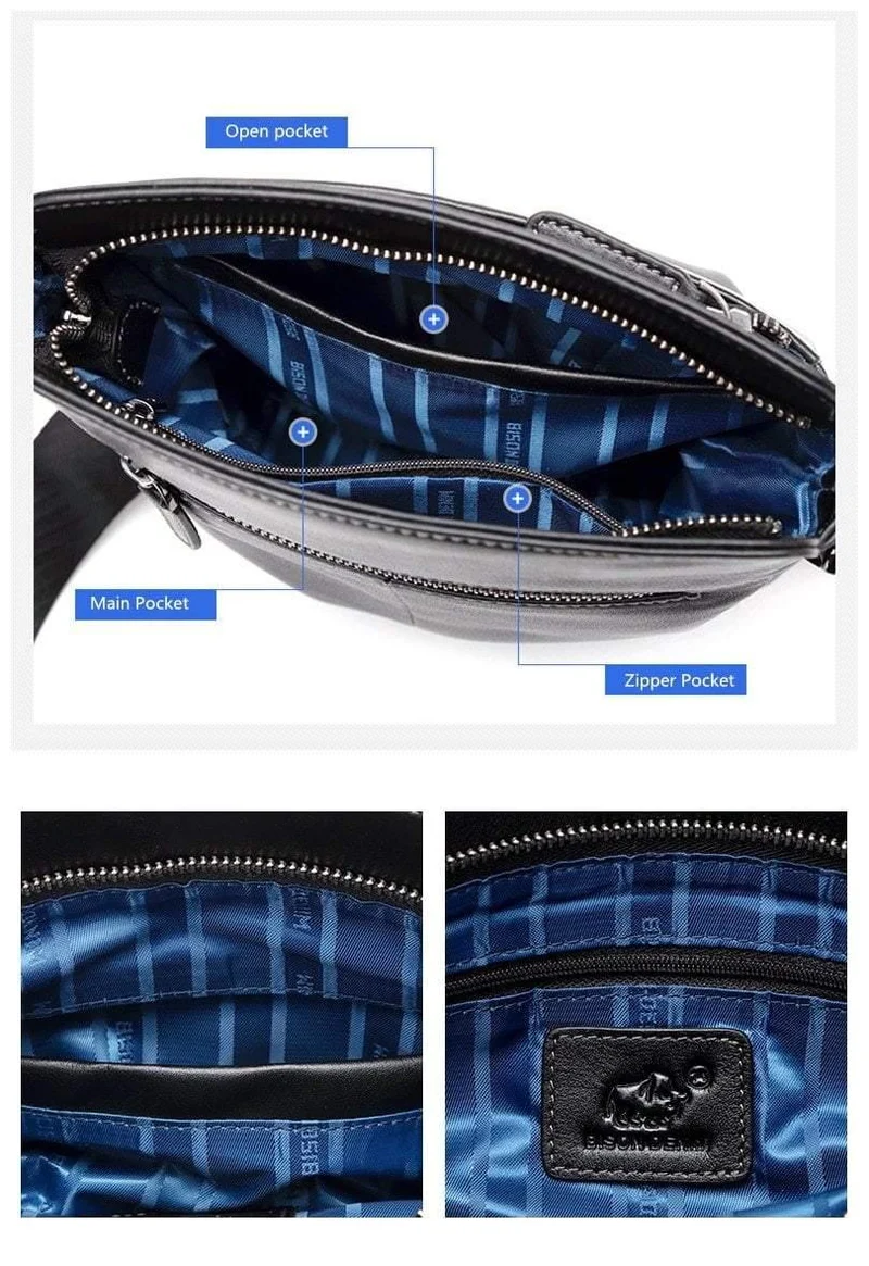 Leder Umhängetasche Ipad Herren Tasche Reißverschluss Männer Messenger Bag Casual Männliche Schultertasche N2749-1B