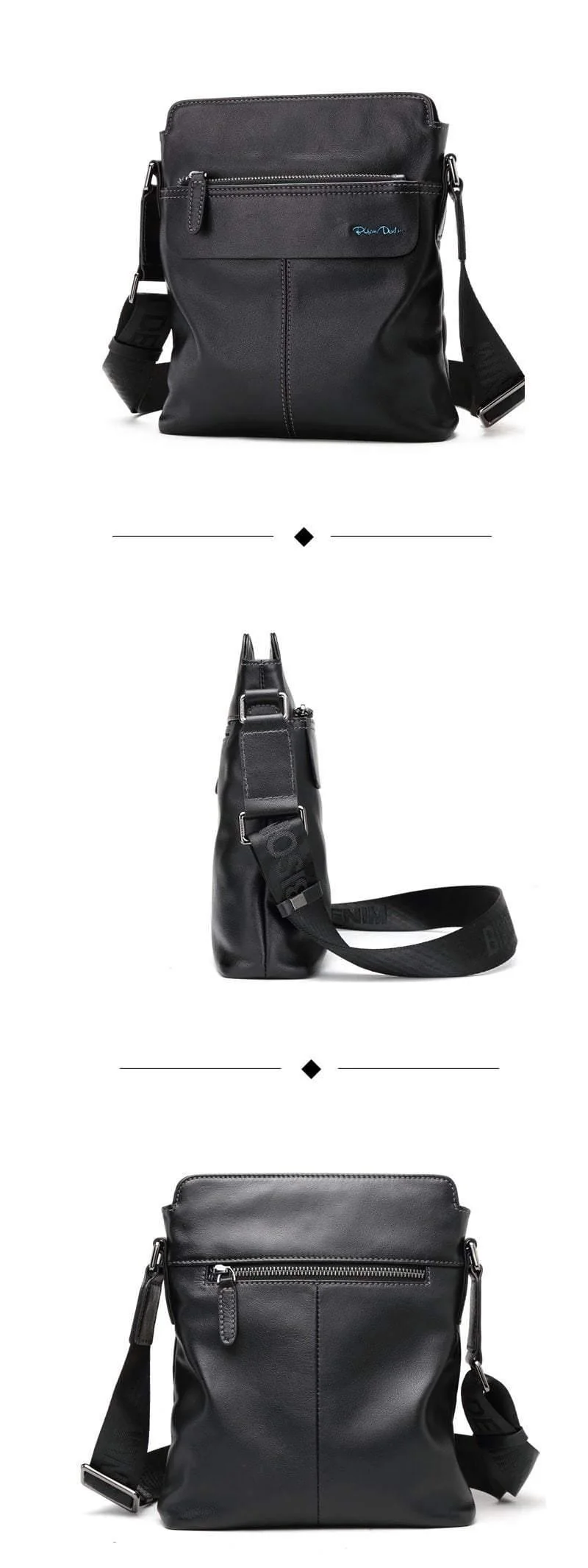 Leder Umhängetasche Ipad Herren Tasche Reißverschluss Männer Messenger Bag Casual Männliche Schultertasche N2749-1B