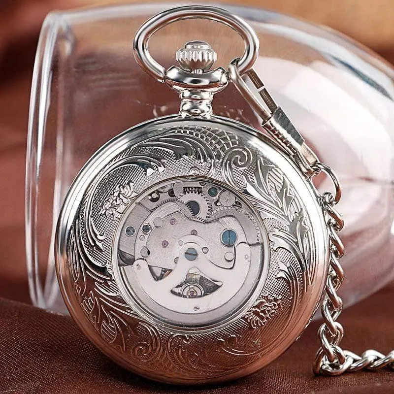 Uhr Männer Relogio Digital Steampunk Taschenuhr Uhr Vintage Selbst Wind Stilvolle Graues Zifferblatt Automatische Mechanische