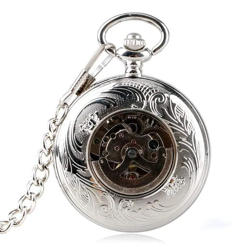 Uhr Männer Relogio Digital Steampunk Taschenuhr Uhr Vintage Selbst Wind Stilvolle Graues Zifferblatt Automatische Mechanische