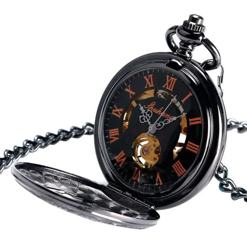 Skelett Handaufzug mechanische Taschenuhren klassisches Kleid Steampunk Stahluhr Herren Damen Geburtstagsgeschenk