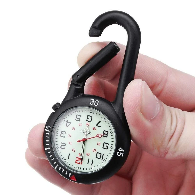Outdoor Sport Taschenuhr Männer Frauen Mini Runden Zifferblatt Arabische Zahlen Krankenschwestern Quarz Analog Clip Karabinerhaken Uhr