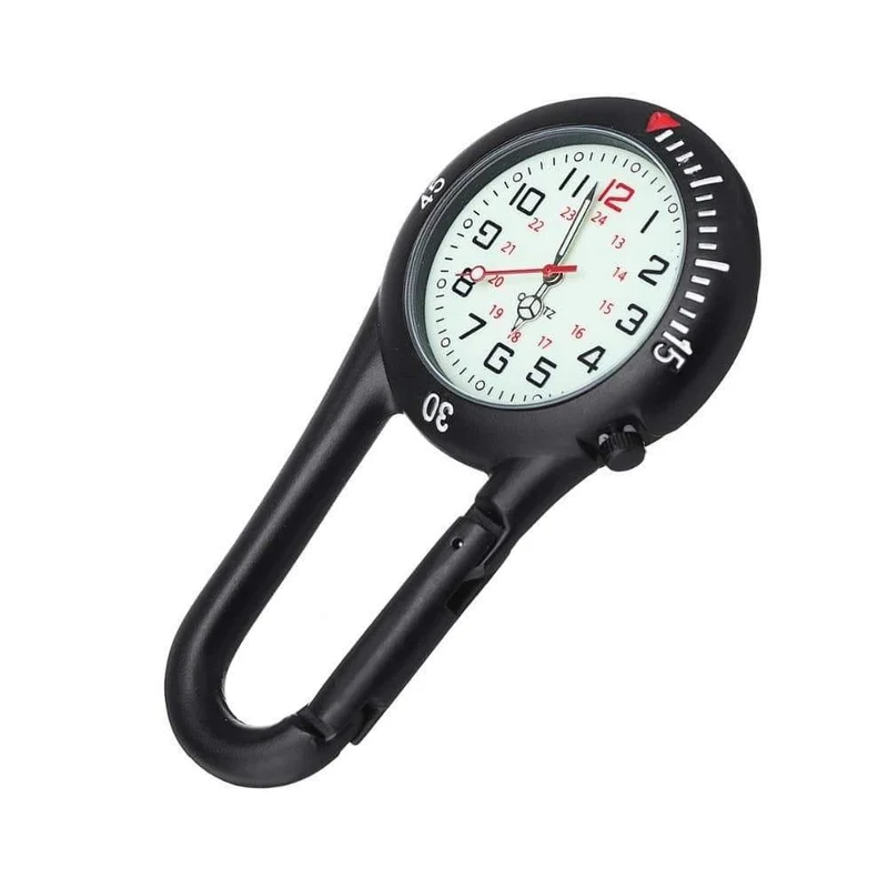 Outdoor Sport Taschenuhr Männer Frauen Mini Runden Zifferblatt Arabische Zahlen Krankenschwestern Quarz Analog Clip Karabinerhaken Uhr