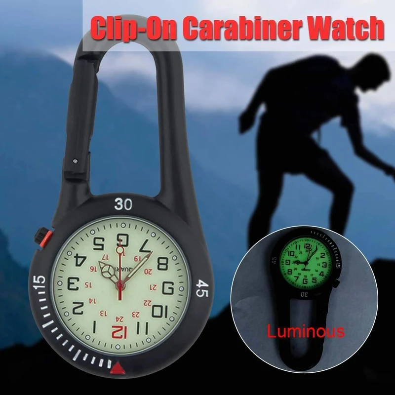 Outdoor Sport Taschenuhr Männer Frauen Mini Runden Zifferblatt Arabische Zahlen Krankenschwestern Quarz Analog Clip Karabinerhaken Uhr