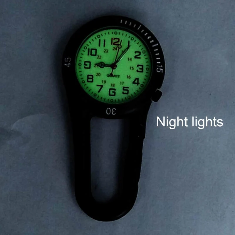 Outdoor Sport Taschenuhr Männer Frauen Mini Runden Zifferblatt Arabische Zahlen Krankenschwestern Quarz Analog Clip Karabinerhaken Uhr