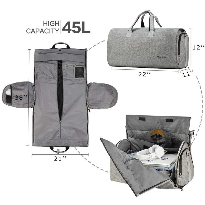 Kleidersack für die Reise mit Schultergurt, Seesack, Handgepäck, Hängekoffer, Kleidung, Businesstasche, mehrere Taschen