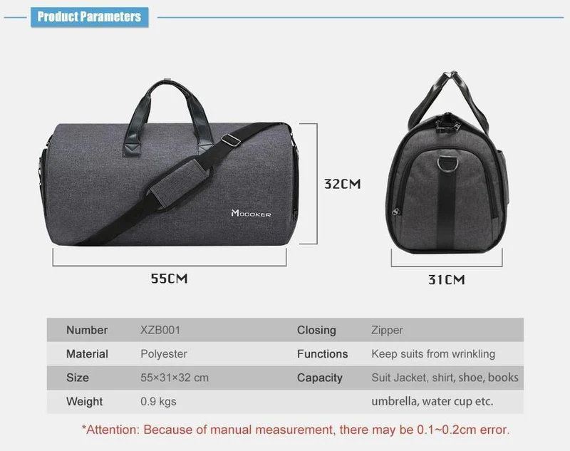 Kleidersack für die Reise mit Schultergurt, Seesack, Handgepäck, Hängekoffer, Kleidung, Businesstasche, mehrere Taschen