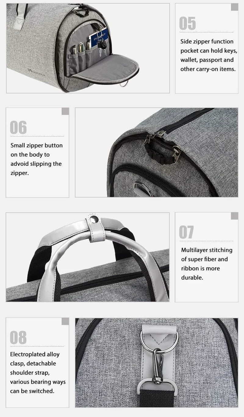 Kleidersack für die Reise mit Schultergurt, Seesack, Handgepäck, Hängekoffer, Kleidung, Businesstasche, mehrere Taschen