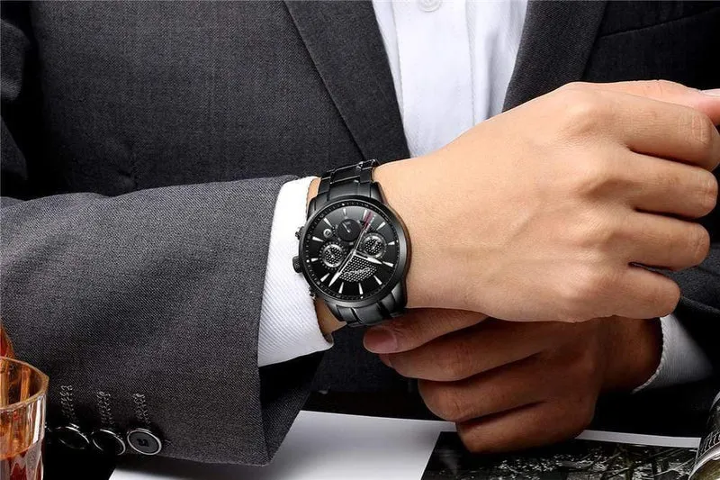 Männer Uhr 30m Wasserdicht Herren Uhren Top Brand Luxus Stahl Uhr Chronograph Männliche Uhr Saat uhren hombre