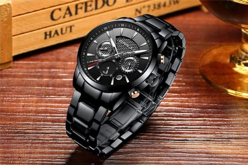 Männer Uhr 30m Wasserdicht Herren Uhren Top Brand Luxus Stahl Uhr Chronograph Männliche Uhr Saat uhren hombre