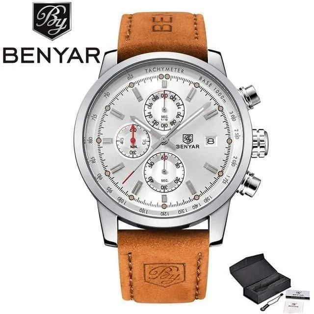Männer Uhr Top Marke Luxus Männlichen Leder Wasserdicht Chronograph Quarz Militär Armbanduhr Männer Uhr saat