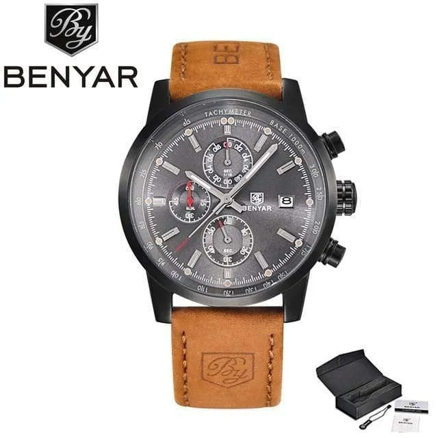Männer Uhr Top Marke Luxus Männlichen Leder Wasserdicht Chronograph Quarz Militär Armbanduhr Männer Uhr saat