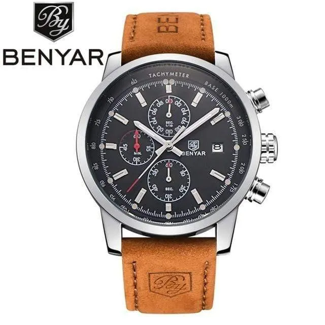 Männer Uhr Top Marke Luxus Männlichen Leder Wasserdicht Chronograph Quarz Militär Armbanduhr Männer Uhr saat