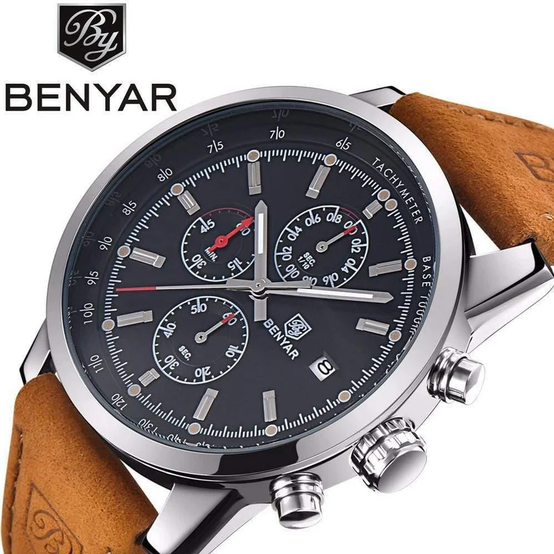 Männer Uhr Top Marke Luxus Männlichen Leder Wasserdicht Chronograph Quarz Militär Armbanduhr Männer Uhr saat