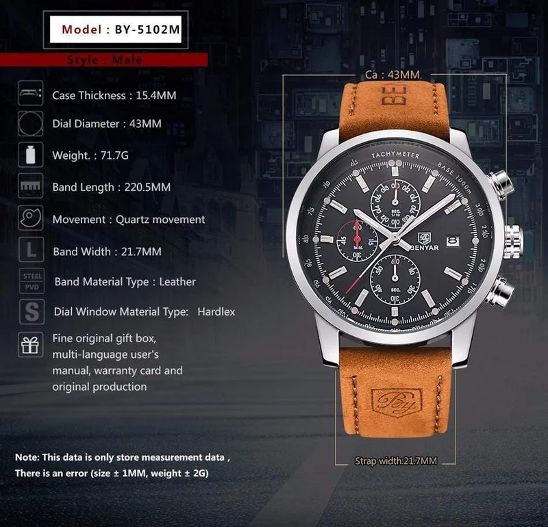 Männer Uhr Top Marke Luxus Männlichen Leder Wasserdicht Chronograph Quarz Militär Armbanduhr Männer Uhr saat
