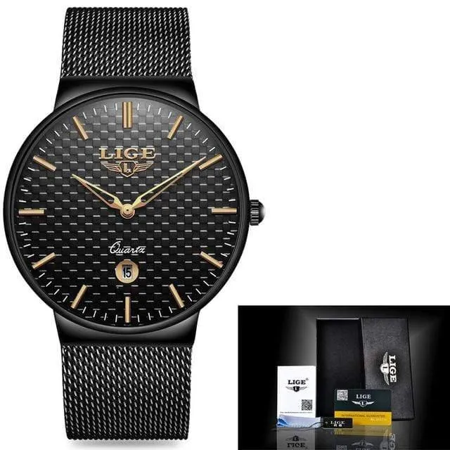 Herren Uhren Top Brand Luxus Ultra Dünne Quarz Uhr Männer Stahl Mesh Armband Wasserdicht Gold Uhr Relogio Masculino